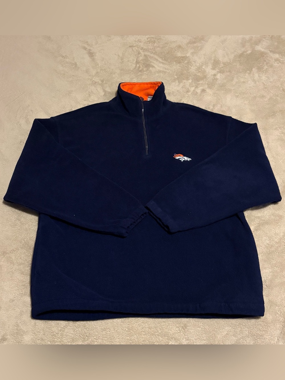 Denver Broncos Navy Quarter-Zip Fleece Pullover – Men’s L